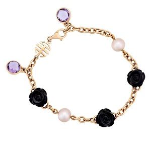 New Mimi Milano 18K gold, agate, amethyst bracelet